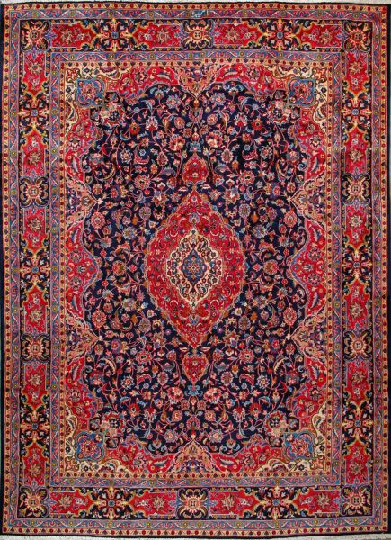 https://www.armanrugs.com/ | 9' 8" x 13' Blue kashmar Hand Knotted Wool Authentic Persian Rug
