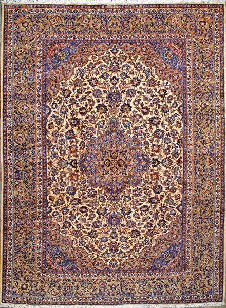 https://www.armanrugs.com/ | 9' 9" x 13' 3" Beige Esfahan Hand Knotted Wool Authentic Persian Rug