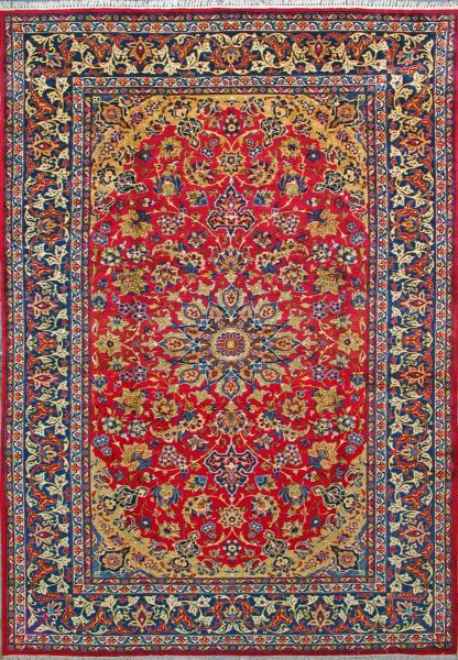 https://www.armanrugs.com/ | 8' 10" x 13' 0" Red Esfahan Hand Knotted Wool Authentic Persian Rug