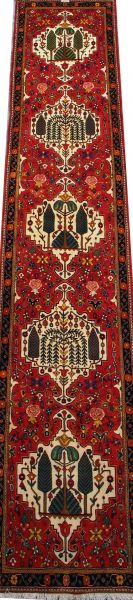 https://www.armanrugs.com/ | 2' 10" x 13' 2" Red Bakhtiari Hand Knotted Wool Authentic Runner Persian Rug