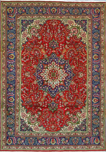 https://www.armanrugs.com/ | 7' 2" x 10' 5" Red Tabriz Hand Knotted Wool Authentic Persian Rug