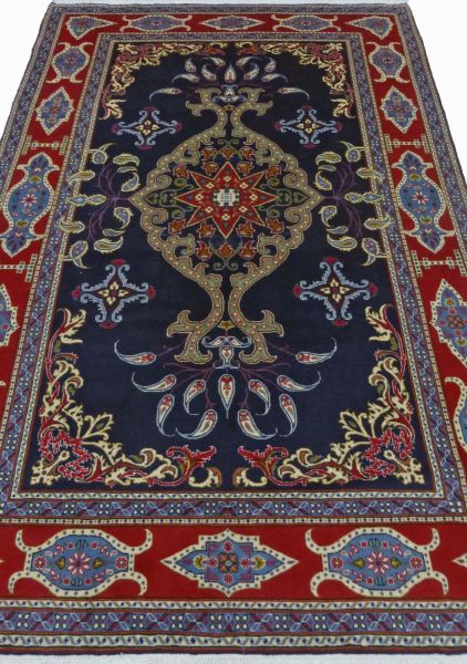 https://www.armanrugs.com/ | 6' 7" x 9' 10" NavyBlue Tabriz Handmade Wool Authentic Persian Rug