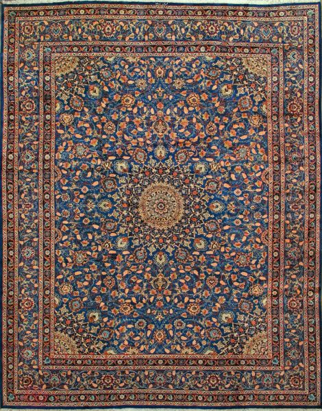 https://www.armanrugs.com/ | 10' 0" x 13' 0"  Blue Mashad Hand Knotted Wool Authentic Persian Rug