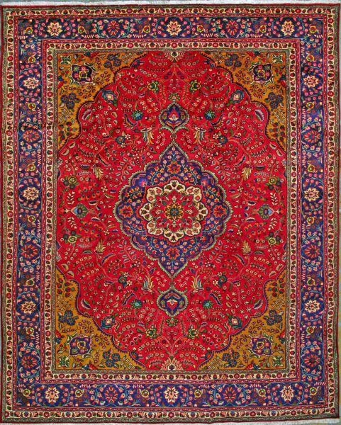 https://www.armanrugs.com/ | 10' 1" x 12' 8" Red Tabriz Hand Knotted Wool Authentic Persian Rug