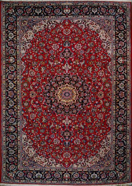 https://www.armanrugs.com/ | 9' 10" x 13' 1" Red Esfahan Hand Knotted Wool Authentic Persian Rug