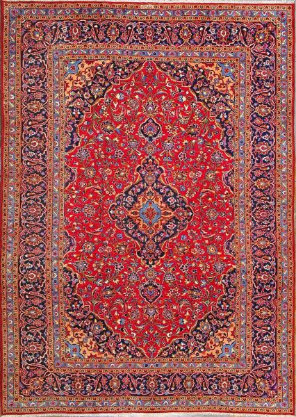 https://www.armanrugs.com/ | 9' 6" x 13' 11" Red Kashan Hand Knotted Wool Authentic Persian Rug