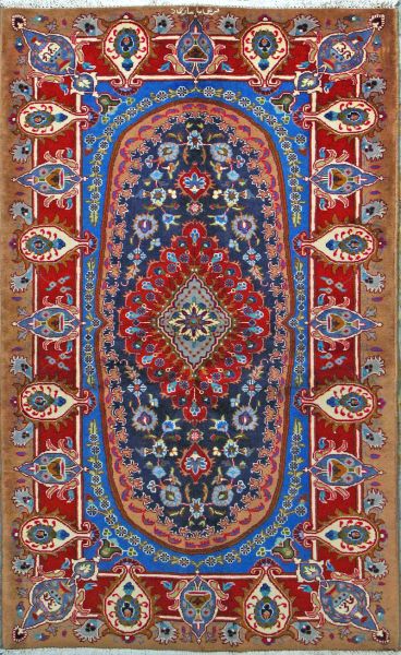 https://www.armanrugs.com/ | 3' 8" x 6' 1" Navy Blue kashmar Hand Knotted Wool Authentic Persian Rug