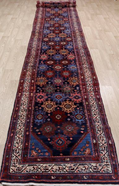 https://www.armanrugs.com/ | 3' 1" x 19' 7" Red Saravand Hand Knotted Wool Authentic Runner Persian Rug