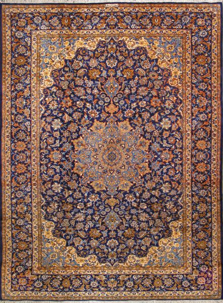 https://www.armanrugs.com/ | 9' 8" x 13' 1" Navy Blue Esfahan Hand Knotted Wool Authentic Persian Rug