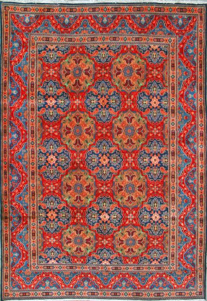 https://www.armanrugs.com/ | 6' 10" x 10' 2" Red Mood Hand Knotted Wool Authentic Persian Rug