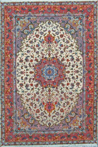 https://www.armanrugs.com/ | 6' 7" x 9' 10" Beige Tabriz Hand Knotted Wool & Silk Authentic Persian Rug