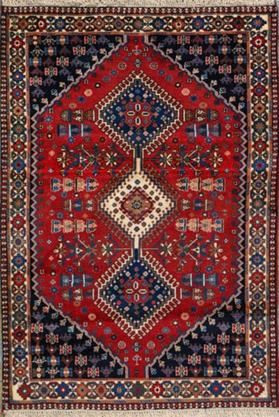https://www.armanrugs.com/ | 3' 5" x 4' 11" Red Yalameh Hand Knotted Wool Authentic Persian Rug
