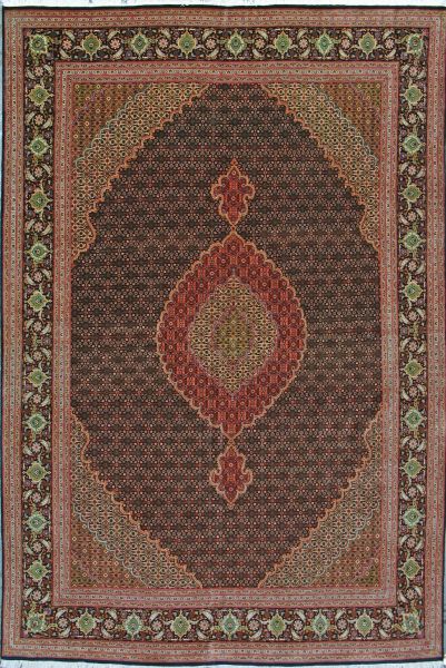 https://www.armanrugs.com/ | 6' 7" x 9' 9" Brown Tabriz Hand Knotted Wool & Silk Authentic Persian Rug